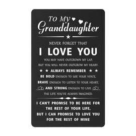 Inspirational Gifts for Granddaughter - Never Forget That I Love You Engraved Wallet Card, Granddaughter Gifts from Grandma Grandpa, Birthday Graduation Presents