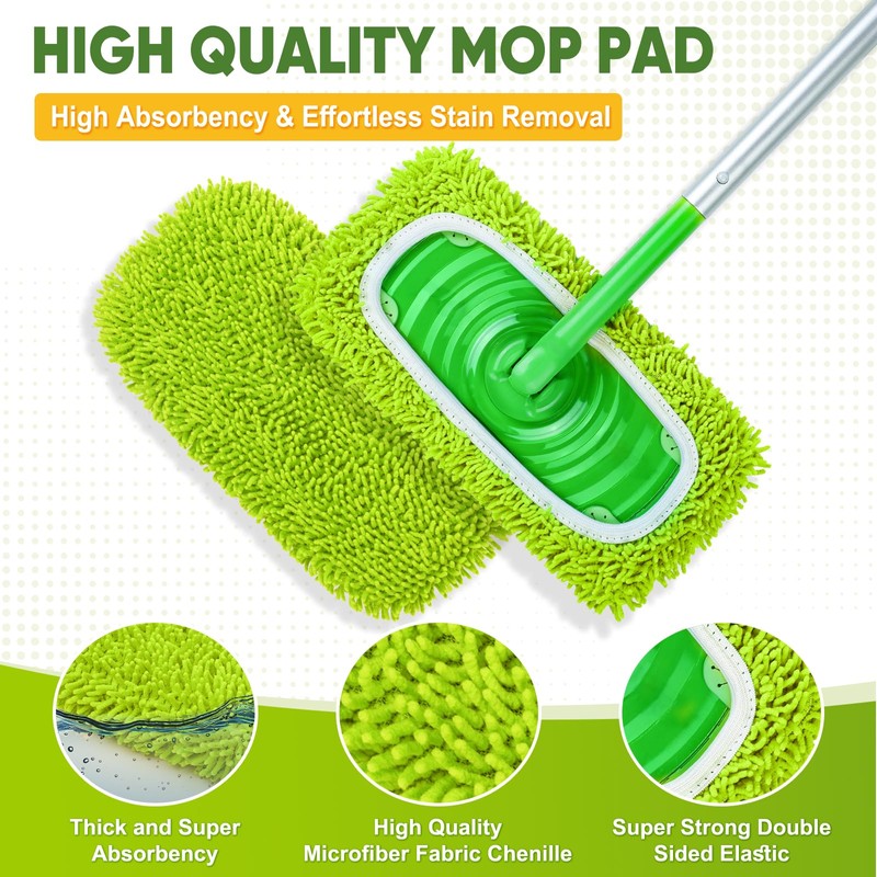 6-Pack Reusable Mop Pads Fit Swiffer Sweeper, Microfiber Cleaning Mop