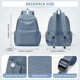 WEPOET - Mochila impermeable para mujeres y hombres, mochila de viaje pequeña para computadora portátil, mochila ligera para gimnasio, A7-azul.