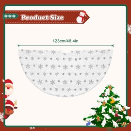 Prmape Christmas Tree Skirt 123 cm, Round White with Snowflake Pattern, Thick Knitted 3D Plush Christmas Tree Stand Rug for Snow, Christmas Tree Decoration