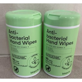 Biopure Antibacterial Hand Wipes With Aloe and Vitamin E Formula Perfect Size 2 Packs