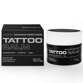 Tattoo Aftercare Balm, Tattooed Skin Moisturizer & Color Enhancement, Cream Butter For New & Old Tattoos, Naturally-Derived Ingredients, Petroleum Free, Fragrance Free - 1.06oz