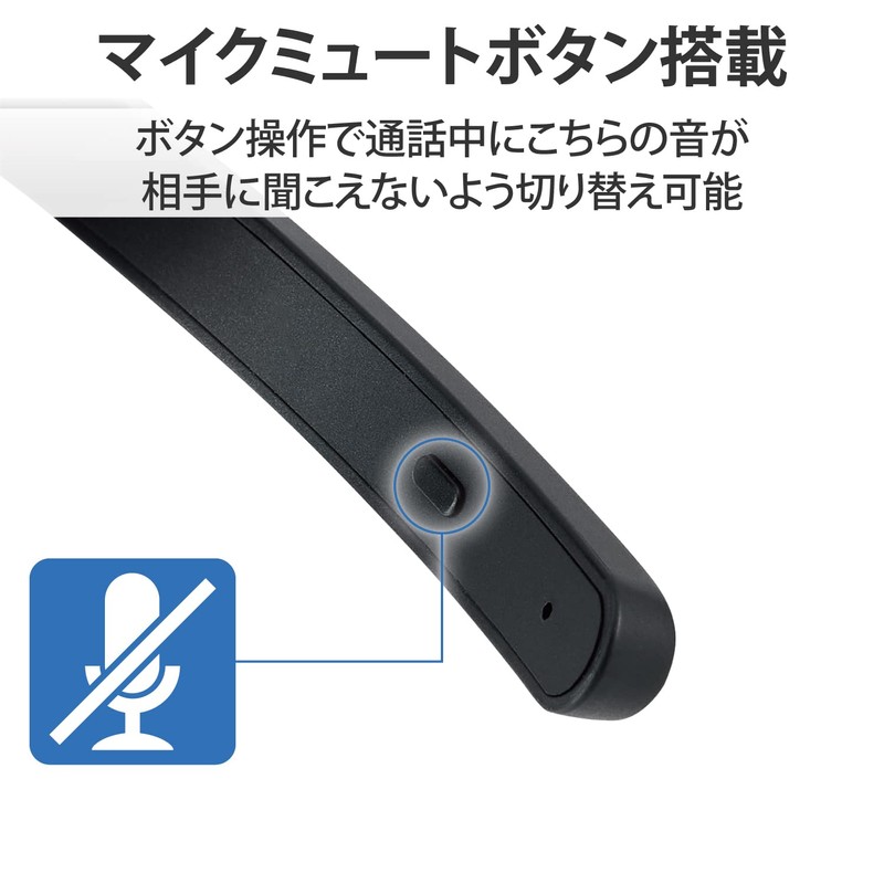 Elecom LBT-HSOH20BK Wireless Headset, Bluetooth / Wired, Noise Reduction Function,