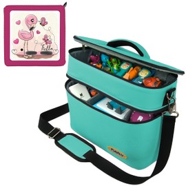 PUNALU Large Bag for Toniebox Including Protective Film Suitable for Toniebox, Space for 68 Tonies, Set Toniebox Bag + Toniebox Sticker (Flamingo Turquoise), turquoise