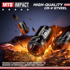 MTO 1/2" Drive 16mm Shallow Impact Socket, 6-Point Metric Socket for Automotive Maintaince, CR-V Steel Meets ANSI Standards