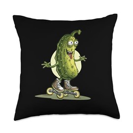 Awesome Inline Skates Pickle Outfit for Boys and Girls Throw Pillow