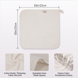 Wimist 10 Pack Baby Washcloths, Baby Muslin Washcloths, Baby Wash Cloths Face Cloths, Suitable for Newborns, Children, 10 x 10 inches (M)