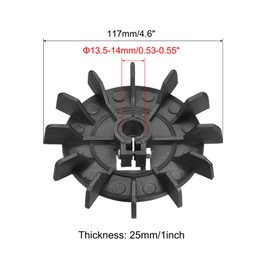 MECCANIXITY 12 Impeller Plastic Motor Fan Vane Heat Dissipation Vane Round Wheel 13.5-14mm Inner Dia Black, Pack of 2