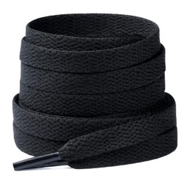 Stepace [2 Pairs] Flat Shoe Laces 5/16" Wide for Sneakers - 13 Colors Shoelaces Black 160