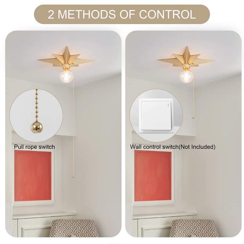 VILUXY Flush Mount Ceiling Light, Gold Star Light Fixtures Mini