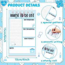 Gueevin null Nurse Gift To Do List Nurse Notepad Spiral Nursing Daily Notebook Undated Notepad 4 x 6 Inch Planning Pads for Office Supplies
