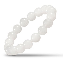 Natürliche Stretch-Jade-Armband für Frauen Männer 10MM Bead 6,7 Zoll bis 7,5 Zoll Heilung Kristall Energie Edelstein Armband für Frauen Männer Geschenk(Weiß)