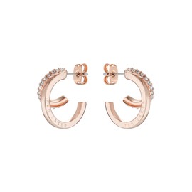 Ted Baker Helias Double Hoop Crystal Earrings (Rose Gold Tone/Crystal)