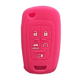 Key Fob Cover for Equinox Cruze: 5 Buttons Silicone Key Fob Case Fit for Chevy Camaro Malibu Impala Sonic Buick Regal Crosse Cascada Verano GMC Terrain 2011 to 2020 (Hot Pink)