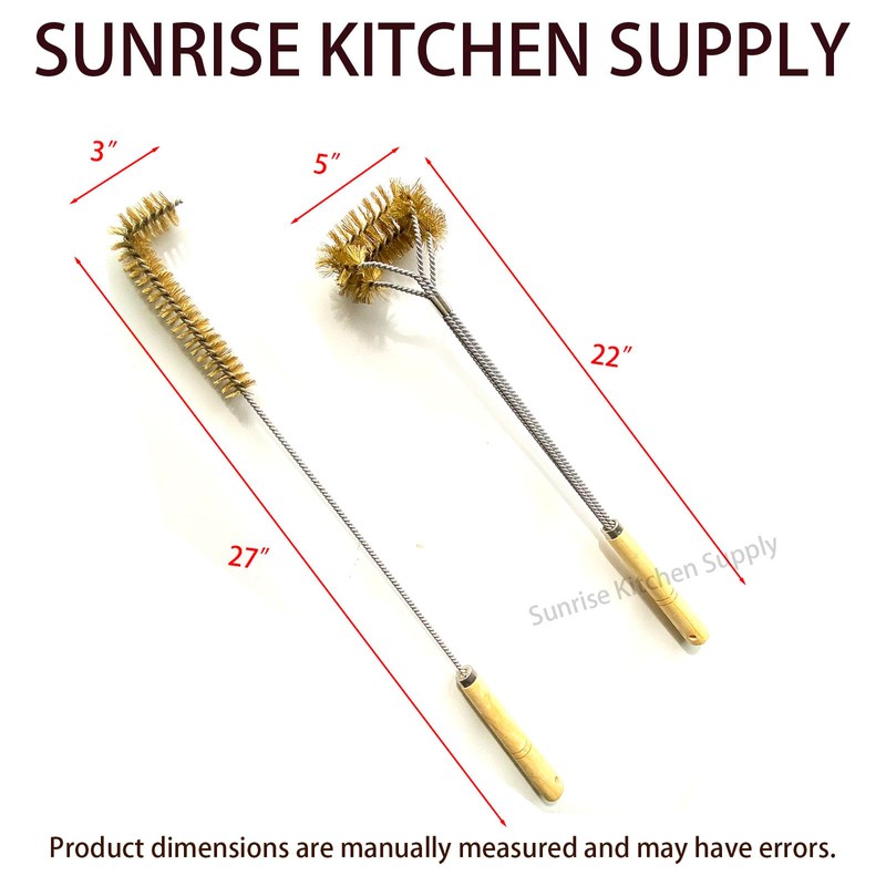 SUNRISE Fryer Brush with Long Handle (Brass, L, Double Brush,