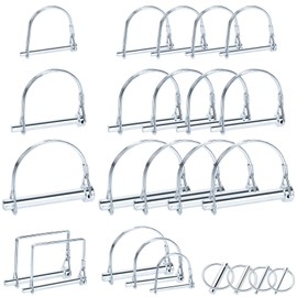 Glarks 15Pcs 4.5 x 50mm, 6.3 x 60mm, 9.5 x 70mm D Shape Lynch Pin Set, Carbon Steel Hitch Pin Wire Lock Pin, Coupler Pin PTO Pin, Safety Wire Shaft Locking Pin, Square Trailer Hitch Pin