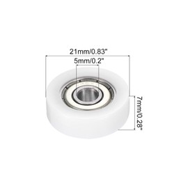 PATIKIL Nylon Pulley Wheels 5x21x7mm Set of 6 608zz Bearing Conveyor Roller Wheels for Door Window Drawer Hardware Driven Mechanical Equipment White