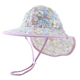 Pesaat Baby Sun Hat Girls with UV Protection Sun Hat Baby Boy with Neck Protection Summer Hat Children Baby Hat Summer, Floral Violet