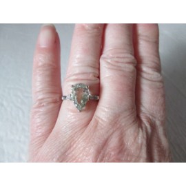 Unbranded Prasiolite and White Topaz Platinum over Sterling Silver Ring (Size 9) 3.00 ctw