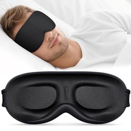 Sleep Mask for Men Women - 100% Blackout Eye Masks for Sleep - 3D Soft Sleeping Mask for Side Sleepers - Zero Pressure Lash Extensions Eye Cover Shade for Airplane Travel Essentials, Black
