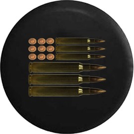 Caps Supply Spare Tire Cover AR15 Brass Rifle Bullet American Flag Tactical (Fits: JK 2007-17) for 33 Inch 285/70r17