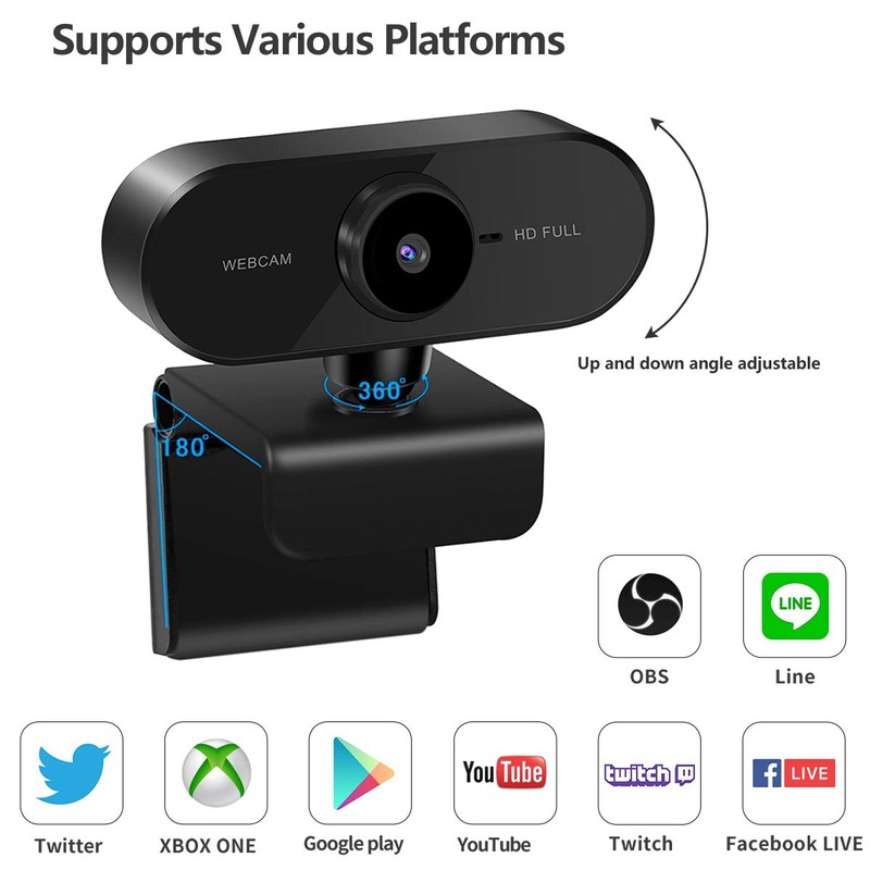 1080P Webcam with Microphone – HD Webcam for Computer, Laptop,