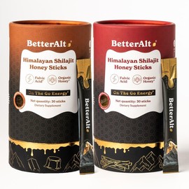 BetterAlt Shilajit Honey Sticks Variety Pack | Caramel, Cinnamon & Classic |  Lab-tested for Purity | Helps Support Energy & Stamina | 2-Month Pack:_Cinnamon & Caramel