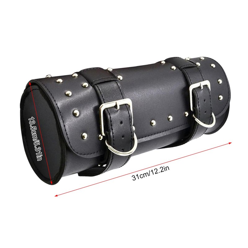 Shkalacar Motorcycle Tool Bag, PU Leather Motorcycle Fork Bag, Saddle