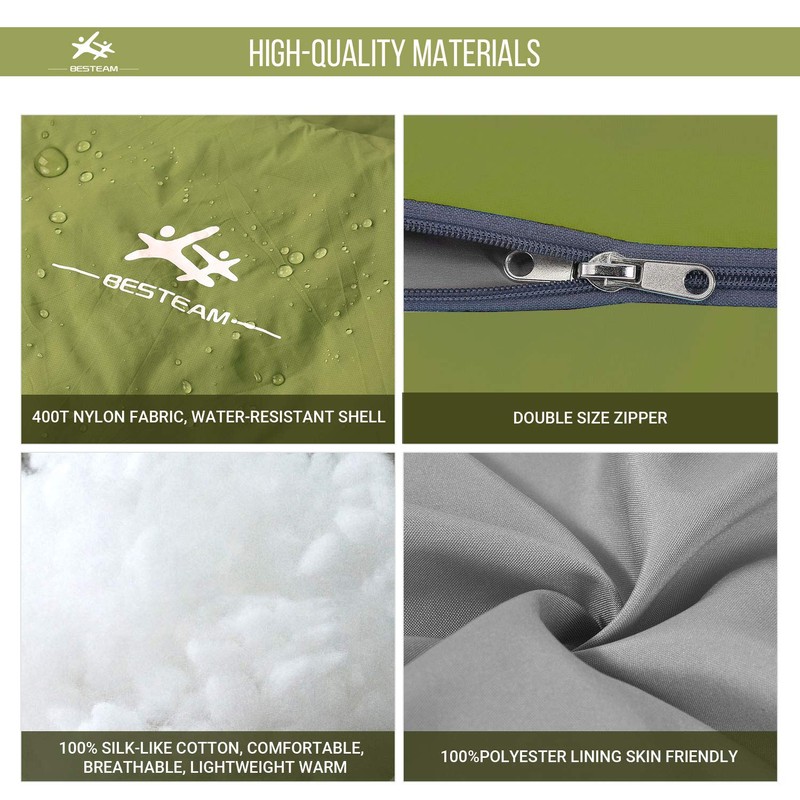 BESTEAM Ultra-Light Warm Weather Envelope Sleeping Bag, Outdoor Camping, Backpacking