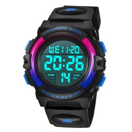 Kids Watch Boys Digital Boys Sports Watch Outdoor Multifunction 50M Waterproof Alert Date Day Display, 11-blue