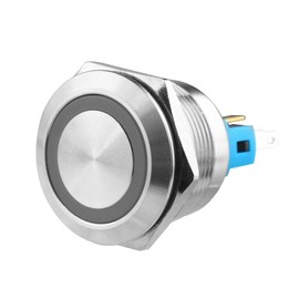 Larcele 22 mm Waterproof Pressure Switch with 12 V Indicator Light, DIY Self-Locking Electric Switch, 1 Piece JSANKG-23 (Locking, Light Green) Reusable