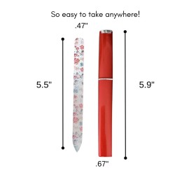 PayDirtCo Full Bloom 5-Pack Glass Nail Files Set with Cases - Floral Designs Etched Glass