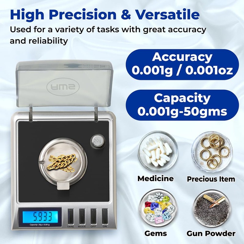 Gemini-50 Milligram Scale – Digital Jewelry/Lab Scale for Powder, Gold,