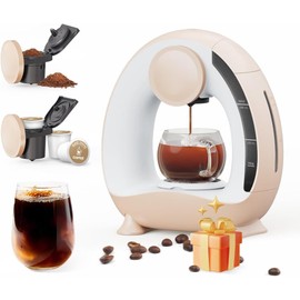 BENFUCHEN Pod and Grounds Single-Serve Coffee Maker, 2 in 1 One Cup Coffee Machine Compatible with K-Cup Pod & Coffee Grounds/Tea, Compact Design, 4-8oz, Champagne Color