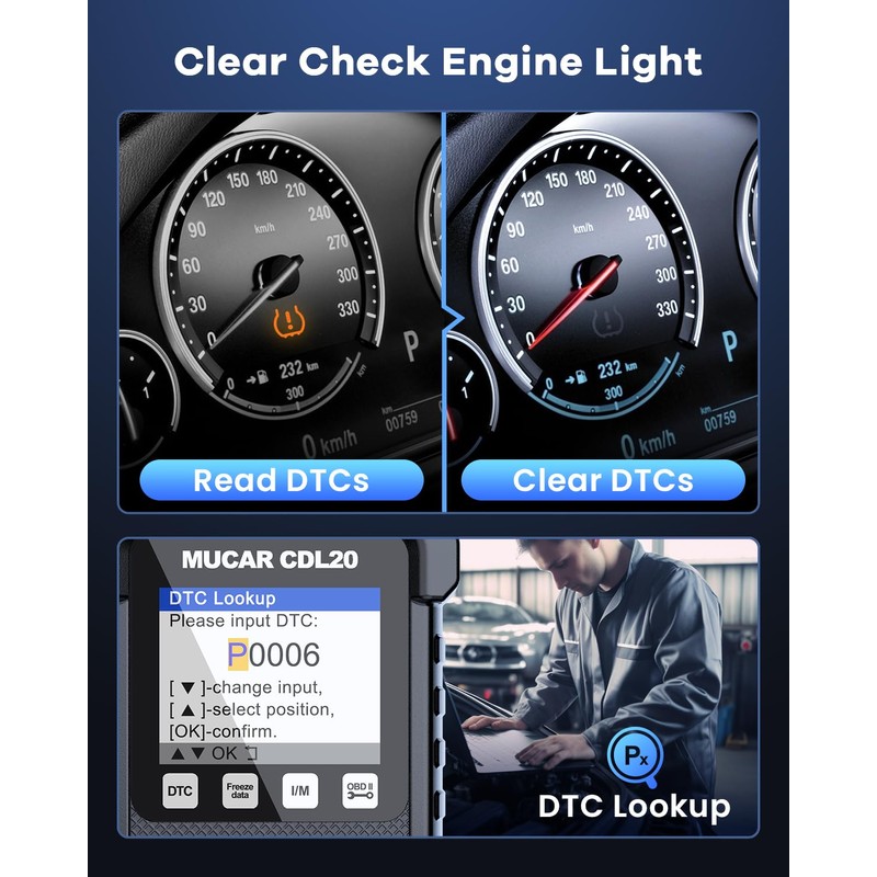 MUCAR CDL20 Universal OBD2 Scanner, Check Engine Car Code Reader