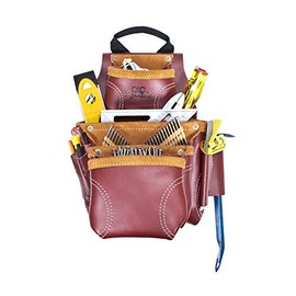 CLC Custom Leathercraft 21687 Signature Elite Heavy Duty Leather Nail & Tool Bag, 9 Pocket