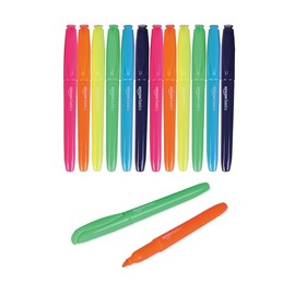 AmazonBasics, Punta de cincel, marcadores de tinta fluorescente , Variados, Paquete de 12