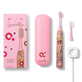 MOON x Sprinkles Toothbrush - Rechargeable Electric Toothbrush for Adults & Teens - 5 Sonic Cleaning Modes - Includes 2 Brush Heads & Travel Case - Cordless with Industry-Leading 6 Week Charge