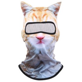 3D Cat Ski Balaclava Sheisty Face Mask with Ears Cute Animal Ski Mask for Music Festivals Raves Party Outdoor Activities Cat Orange