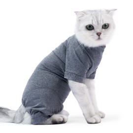 Garden Miller Cat Recovery Suit After Surgery, Pet Recovery Wear for Abdominal Wounds Spay Cat Weaning Sterilization Onesie Cone E-Collar Suit Gray M