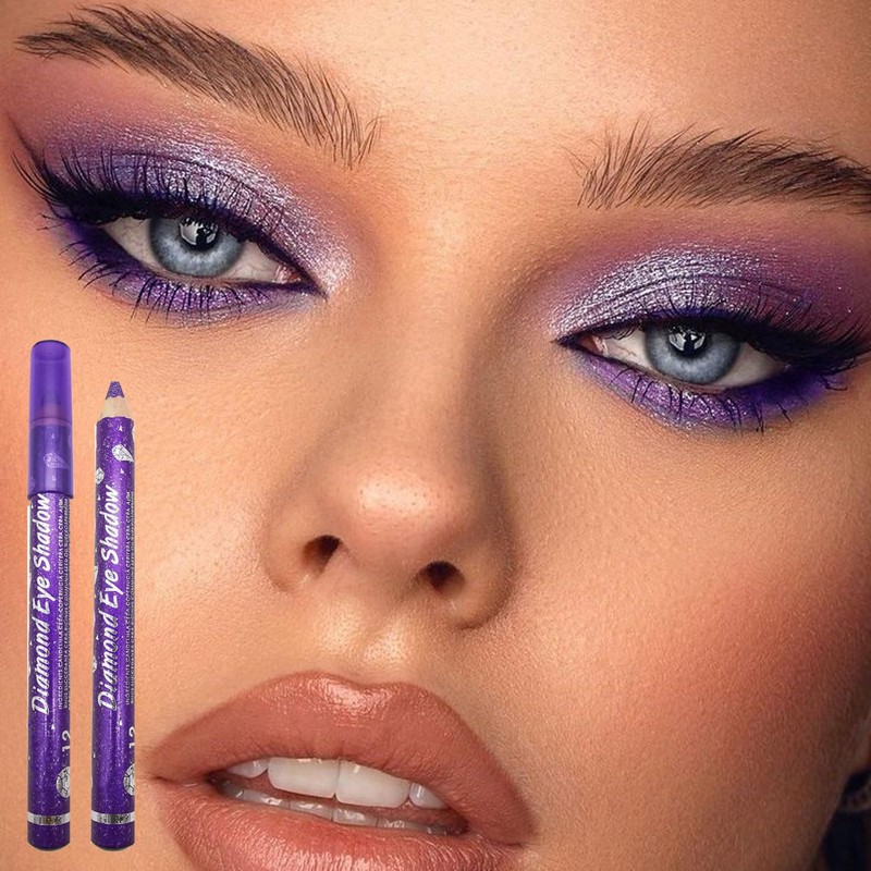 Purple Glitter Eyeshadow Stick, Pearl Cream Eye Shadow Pen Deep