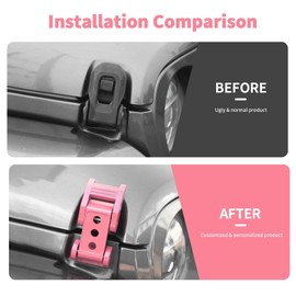 SQQP Hood Latch Stainless Steel Hood Catch Kit Compatible with 2007-2018 Jeep Wrangler JK JKU/for 2018-2025 JL JLU & Jeep Gladiator JT(Pink)