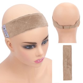 GEX - Banda de agarre para peluca con cierre elástico ajustable, terciopelo flexible, antideslizante, para peluca (beige)
