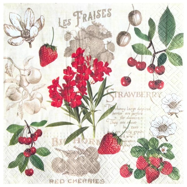 Paper Luncheon Decoupage Napkins STRAWBERRY Art Decorative Pack of 20