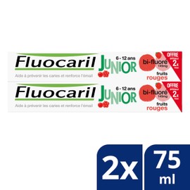 Junior 6-12 Years Toothpaste Gel Fruits Rouges 2 x 75 ml