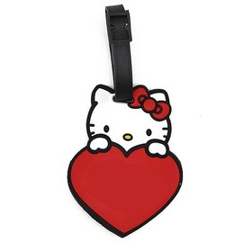 CellDesigns Cartoon Luggage Tag Suitcase ID Tag with Adjustable Strap (Kitty with Heart)