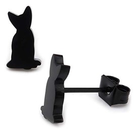 Steelmeup Stainless Steel Cute Black Cat Silhouette Post Stud Earrings Play Sit Jump, Metal, metal