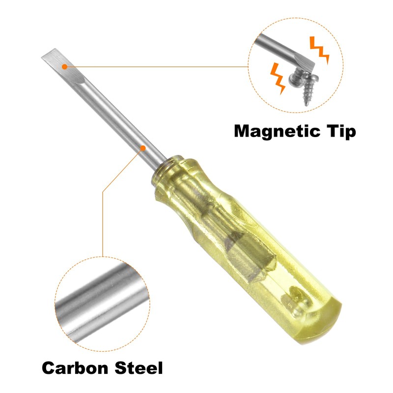sourcing map 4Pcs SL2.0 Mini Slotted Screwdriver 2mm Magnetic Flat