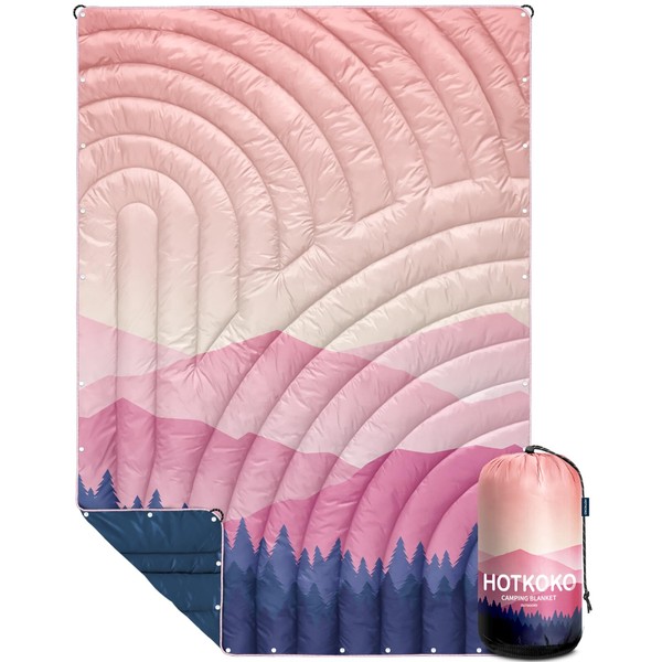 hotkoko Lightweight Down Alternative Puffy Blanket, Packable Outdoor Blanket for