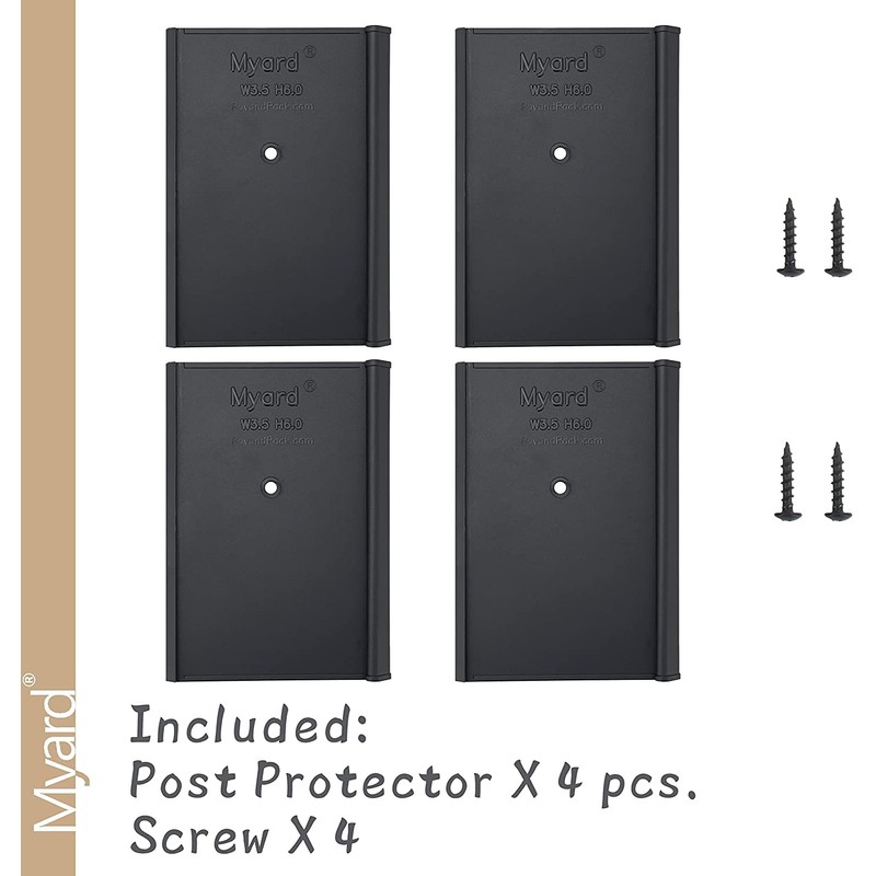 Myard PS446-B 4x4x6 Inches Post Protector with Screws, Inner Size